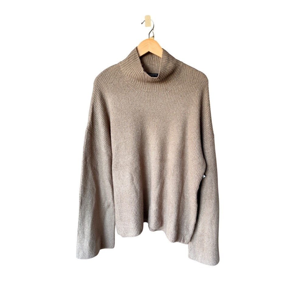 NWT FRENCH CONNECTION Turtleneck Ribbed‎ Knit Sweater Loose Fit Beige Women's L